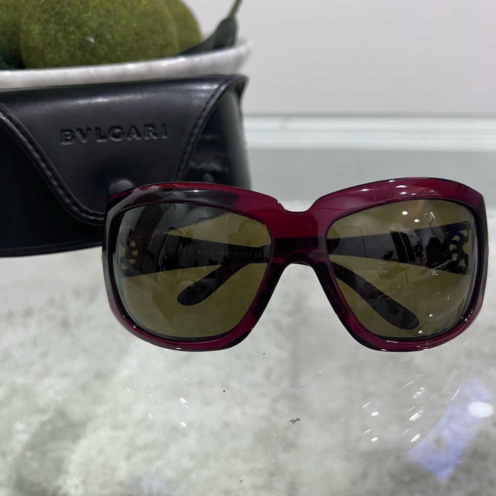 Authentic Bvlgari/Bulgari burgundy sunglasses